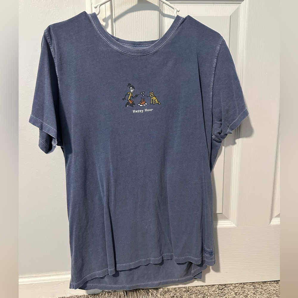 Women’s Life is Good happy hour dog campfire tee